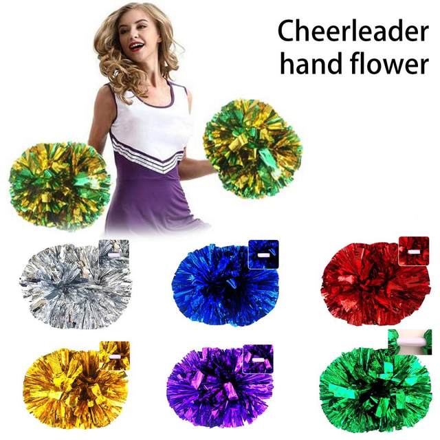 Dance Pompoms Straight Shank Type Glitter Cheerleader Pompoms Fluffy PET Cheerleading  Pompons Double Pass Dance Hand Flower - AliExpress