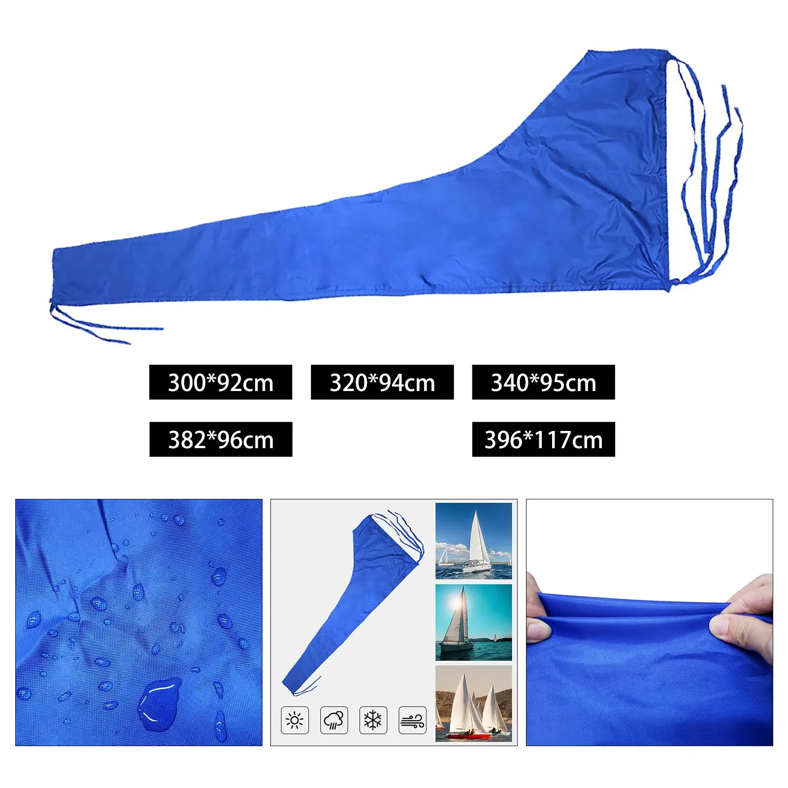Waterproof Mainsail Boom Cover Anti Scratch Sail Cover Adjustable Strap