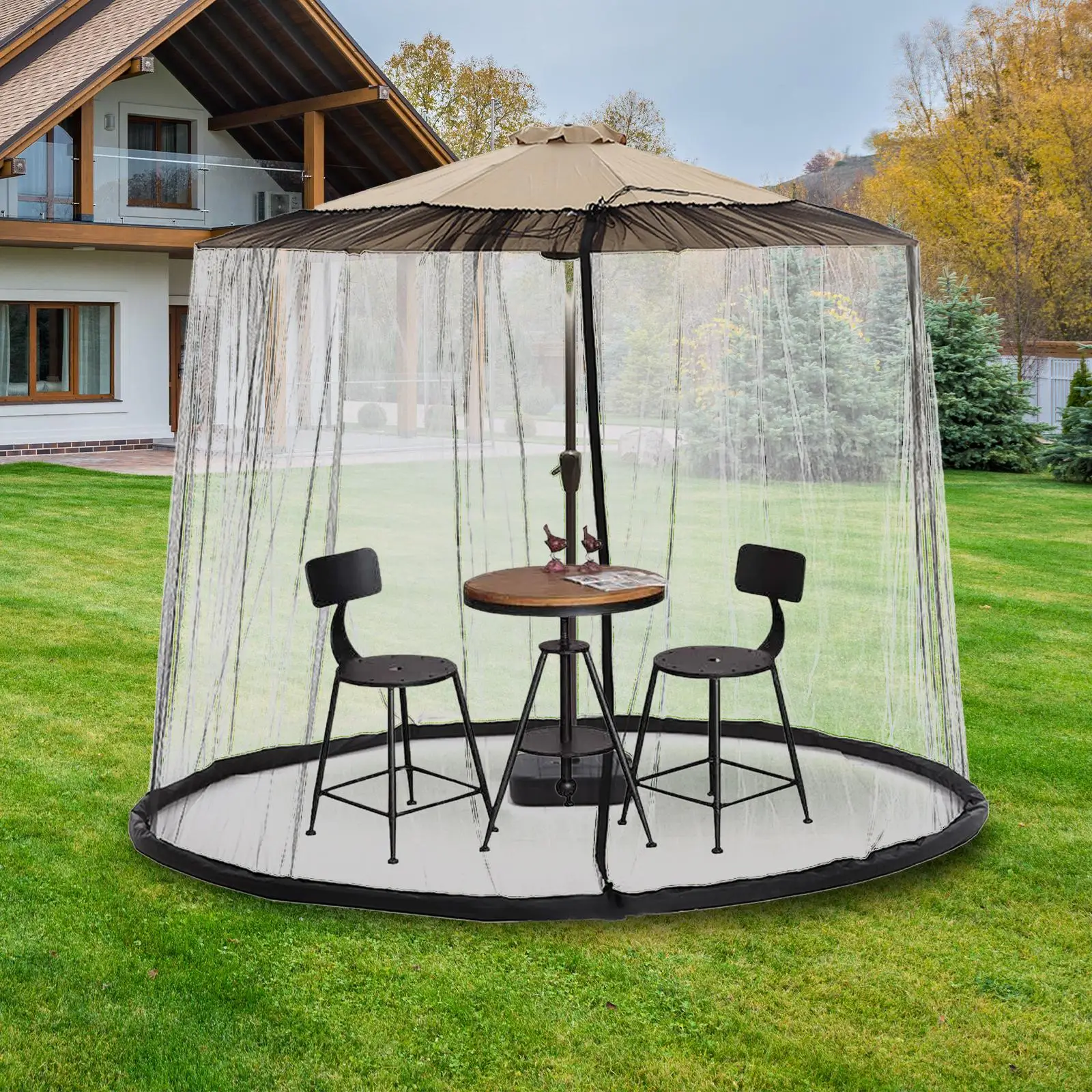 Umbrella Netting Adjustable Rope Hanging Curtains Foldable Mosquito Net Screen for Picnic Journey Fishing Cantilever Umbrellas