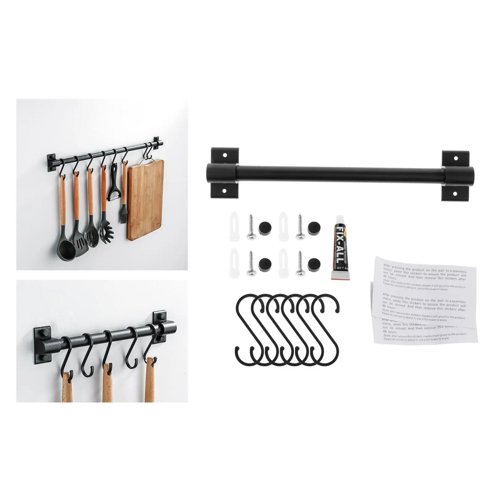 Storage Shelf ing Hooks Multifunction er Kitchen Rail Rack with Removable Hooks Wall Mounted Storage Hooks