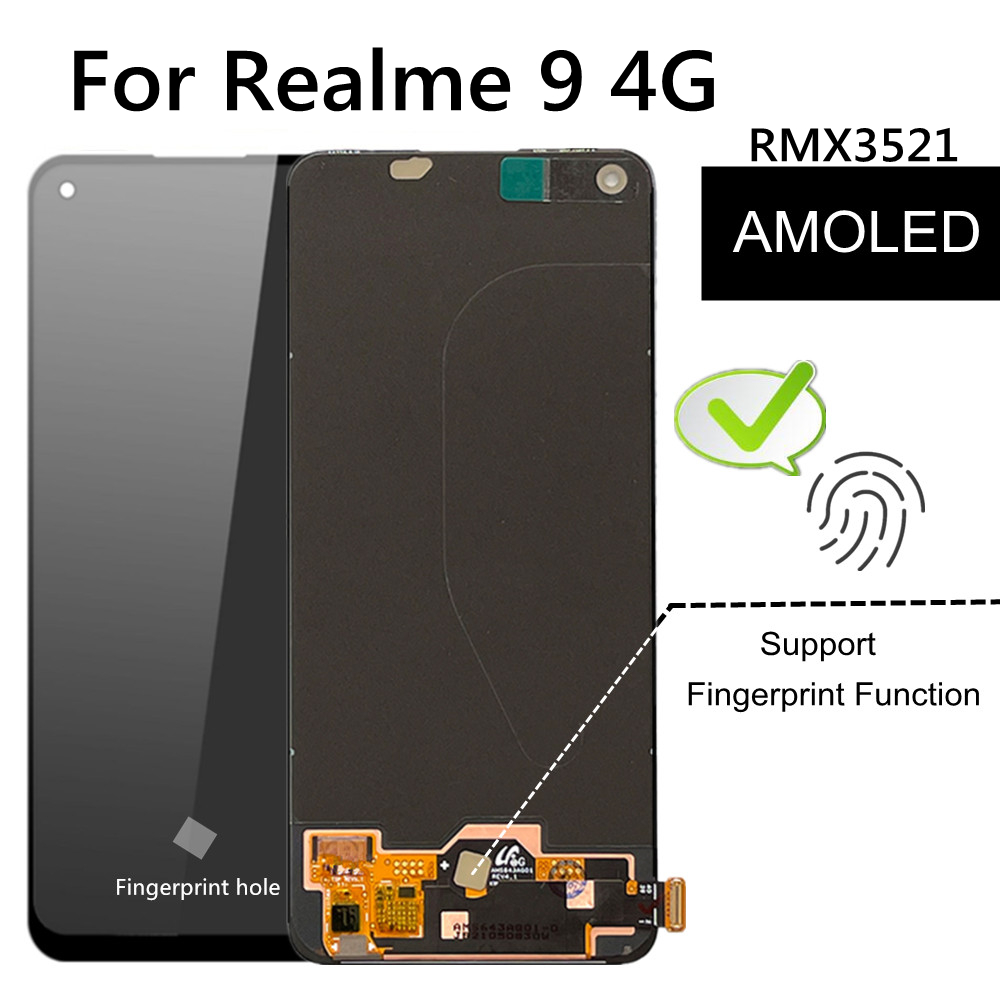 ЖК-дисплей AMOLED 6,4 дюйма для OPPO Realme 9 4G RMX3521, сенсорный экран с  дигитайзером в сборе для Realme 9, ЖК-дисплей | AliExpress