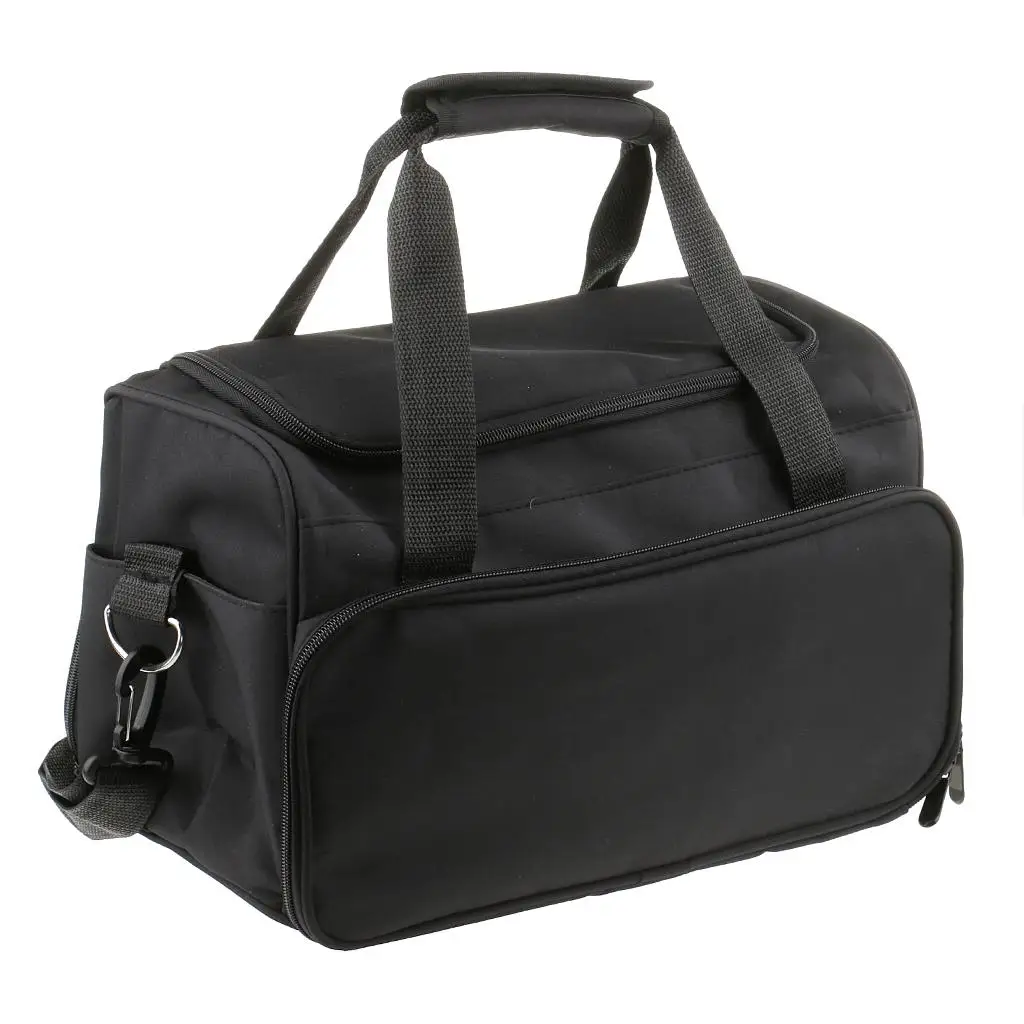 Black Cosmetology Supplies Bag, Professional Travel Barber Bag with Strap And