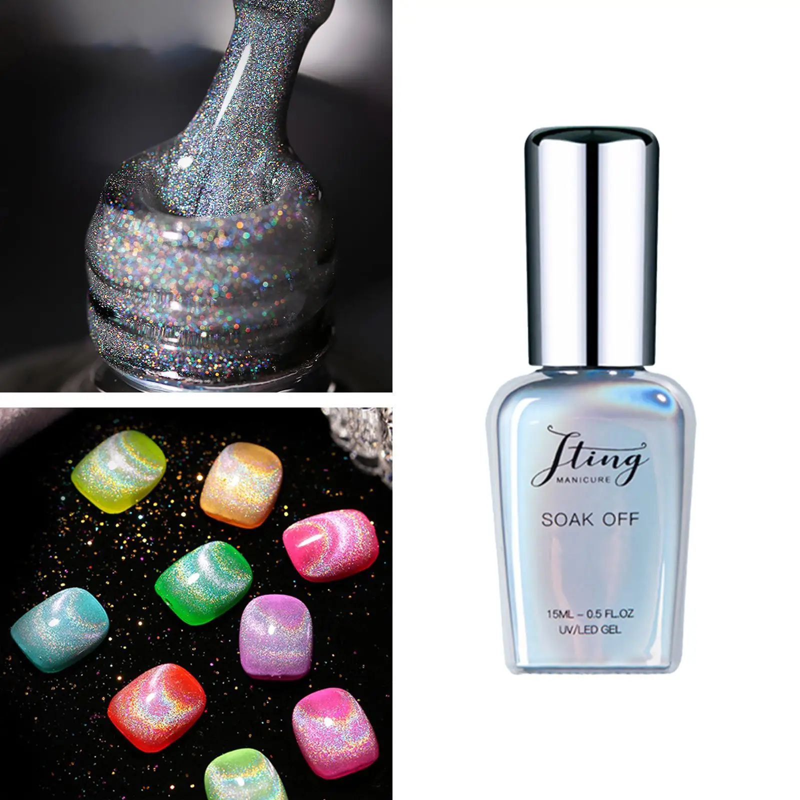 15ml , Trendy Soak-Off  Manicure ,Universal Fashion Glossy Colorful, for Nail Salon Gift Shining Varnish 