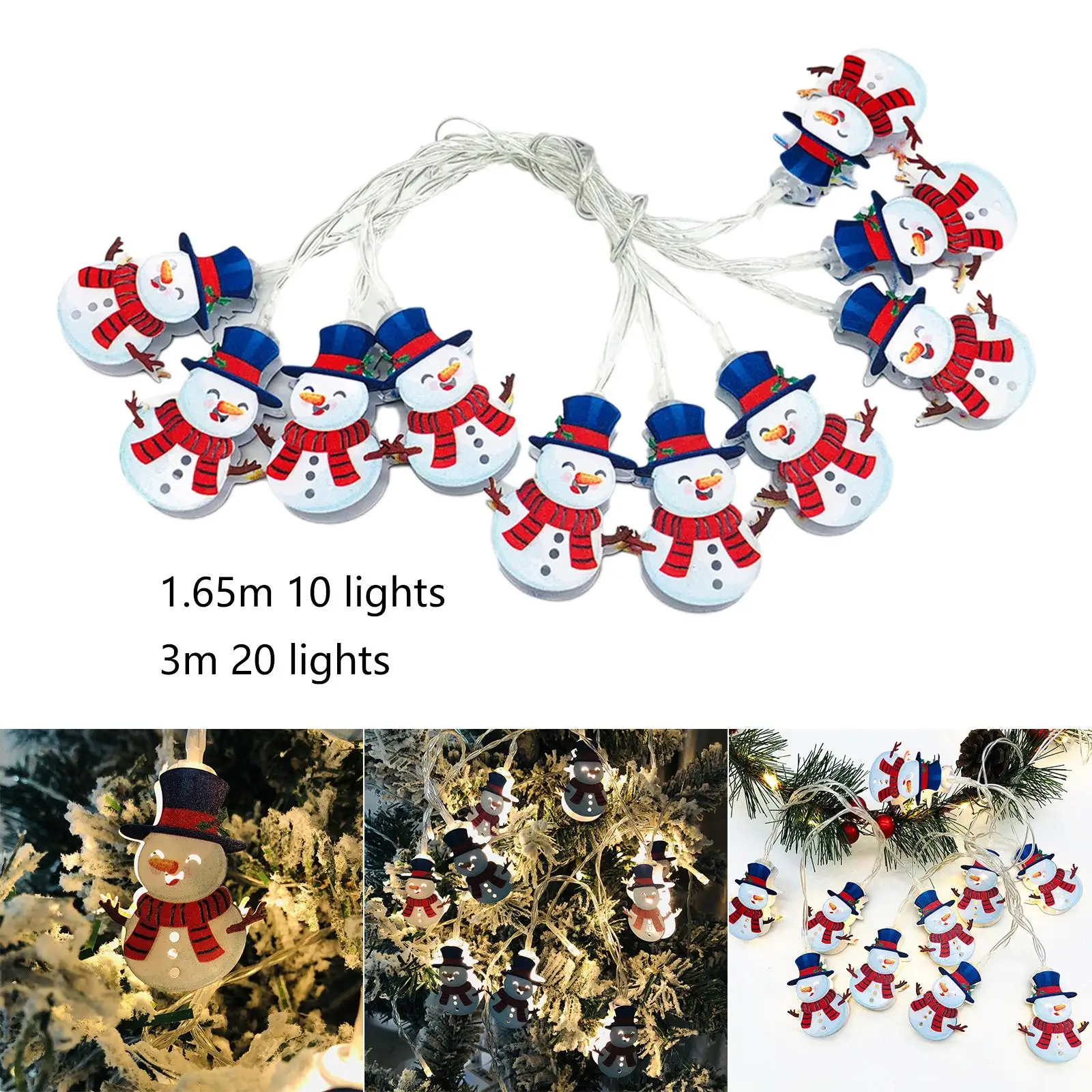 LED Christmas Snowman String Lights Lighting Ornament Night Lights Fairy Lamp for Xmas Tree Yard Bedroom Kitchen Decoration