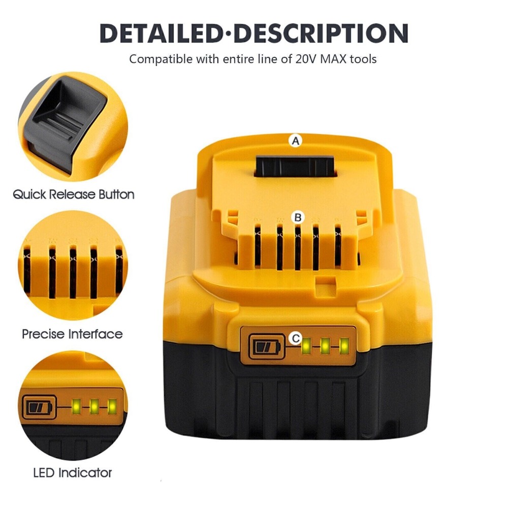 DCB200 Substituição Max 20V 6.0Ah, DCB185, DCB203,