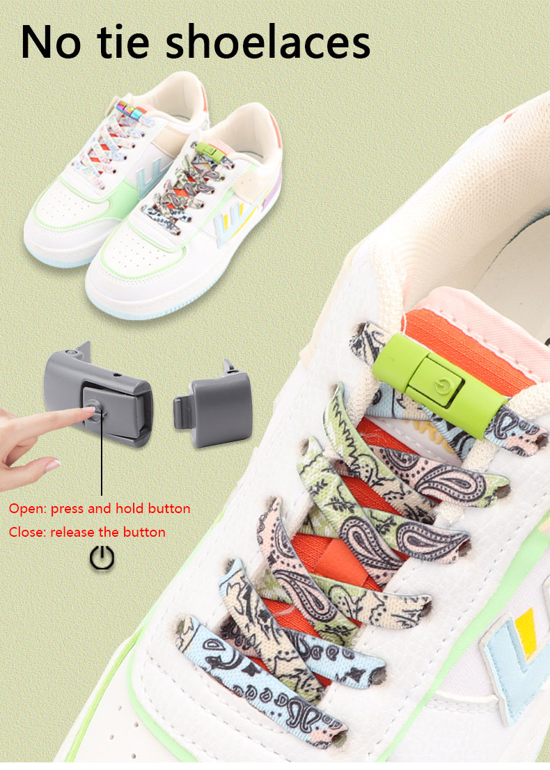 Elastic Laces Sneakers Cashew Flower Colorful Press Lock Shoelace Without Ties AF1/AJ Kid Adult 8MM Thick Sports No Tie Shoelace