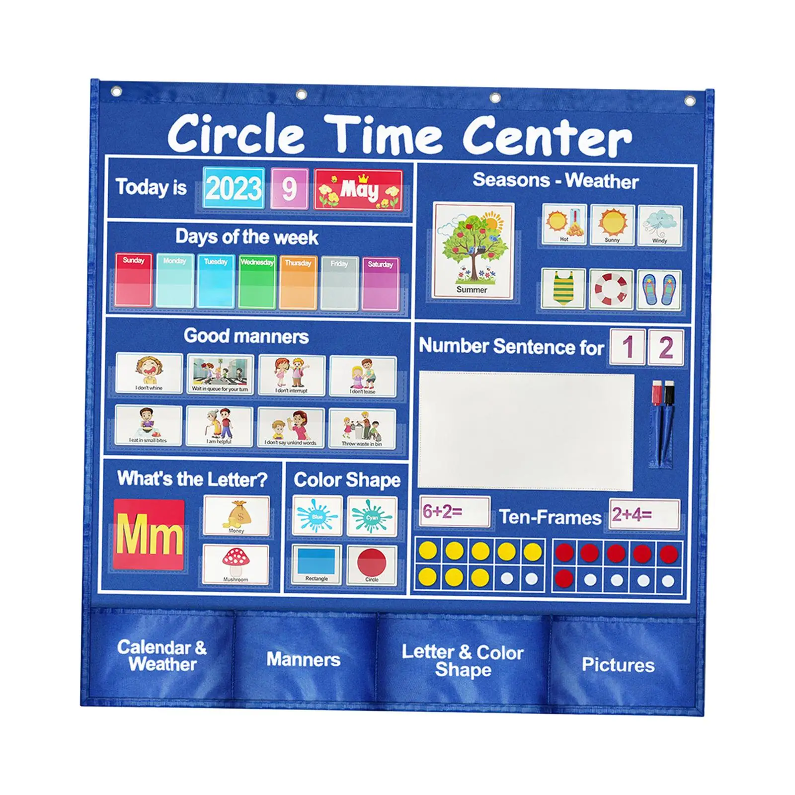 Numbers Pocket Chart Letter Learning Toy Circle Learning Center Pocket Chart for Classroom Daily Math Activities Elementary