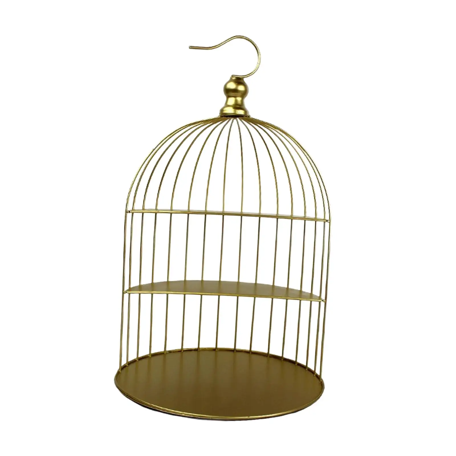 Birdcage Cake Stand Cosmetic Iron 3 Tier Art Desktop Make up Bird Cage Food Container Holder Countertop Iron Cake Display Basket