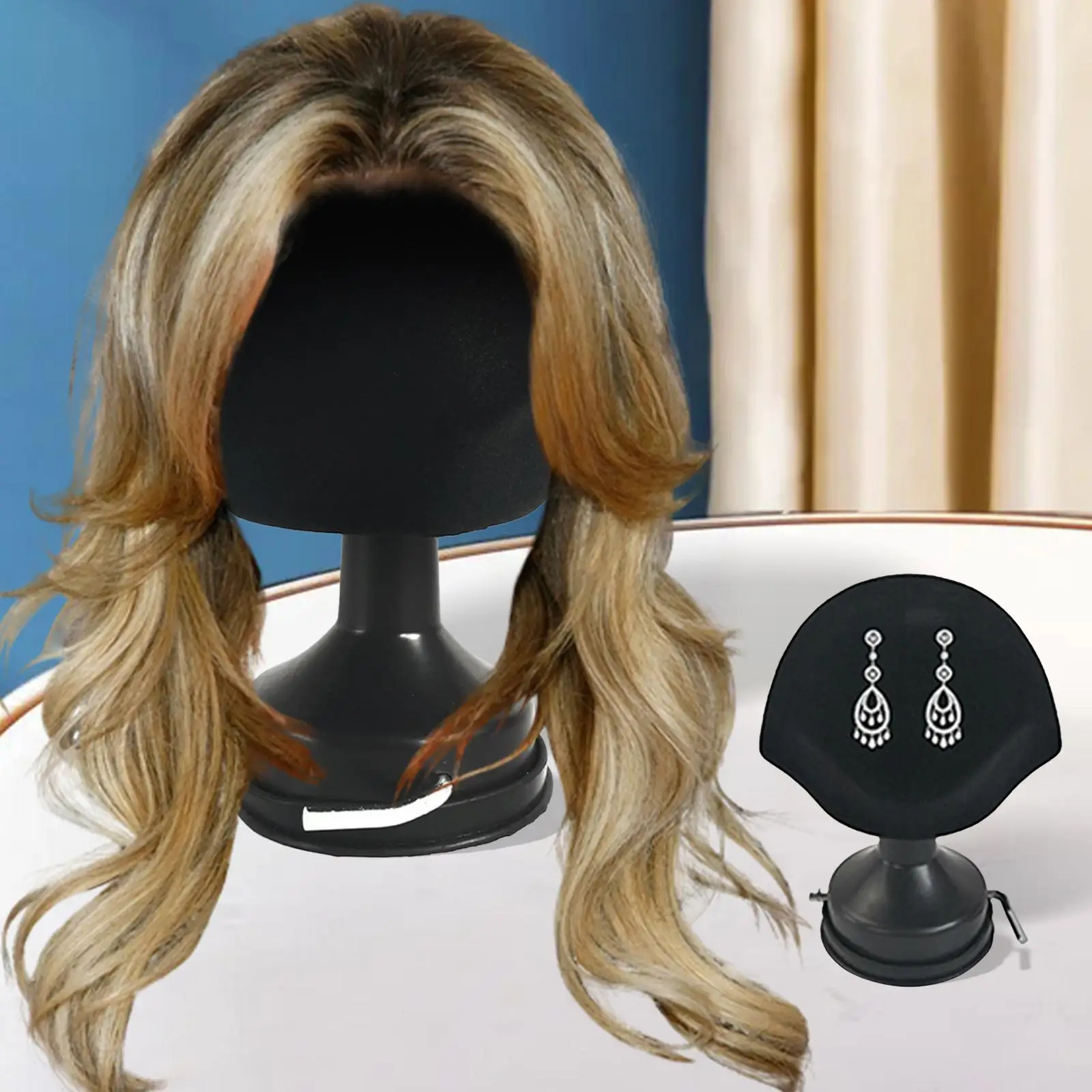 Wig Stand with Sucker Multipurpose Hat Mannequin Head Holder Display Holder for Drying Multiple Wigs Necklaces Toupee Tool