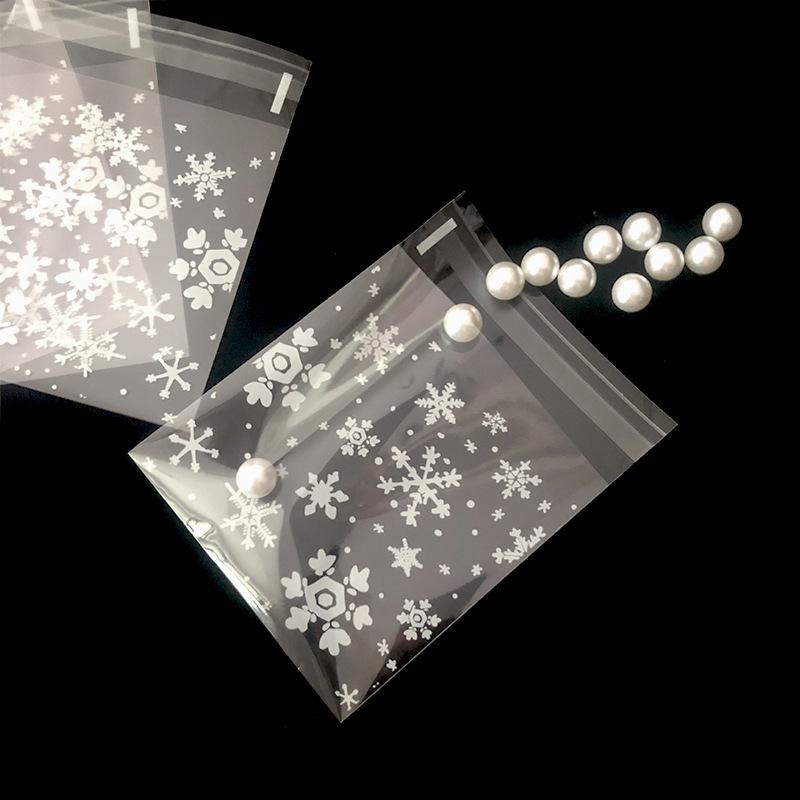 100 Teile/paket Schneeflocke Kunststoff Süßigkeiten Cookie Kekse Snack Verpackung Tasche Selbstklebende Geschenk Taschen für Home Hochzeit Geburtstag Party – Detail 9
