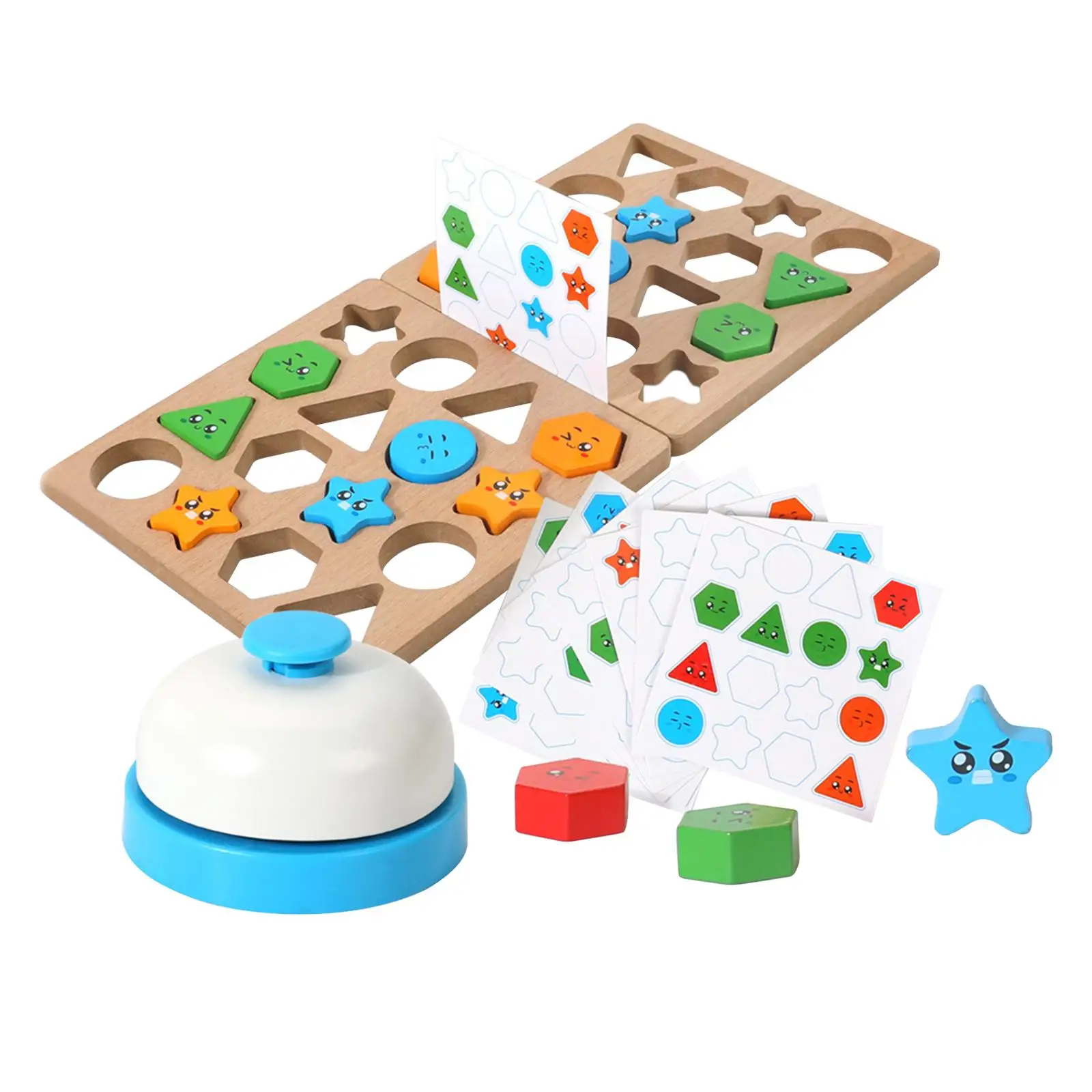 Cartoon Wood Shape Sorting Geometric Stacker Blocks Educational Toys Learning Toys Sensory Toys for Girls Boys Kids Toddler