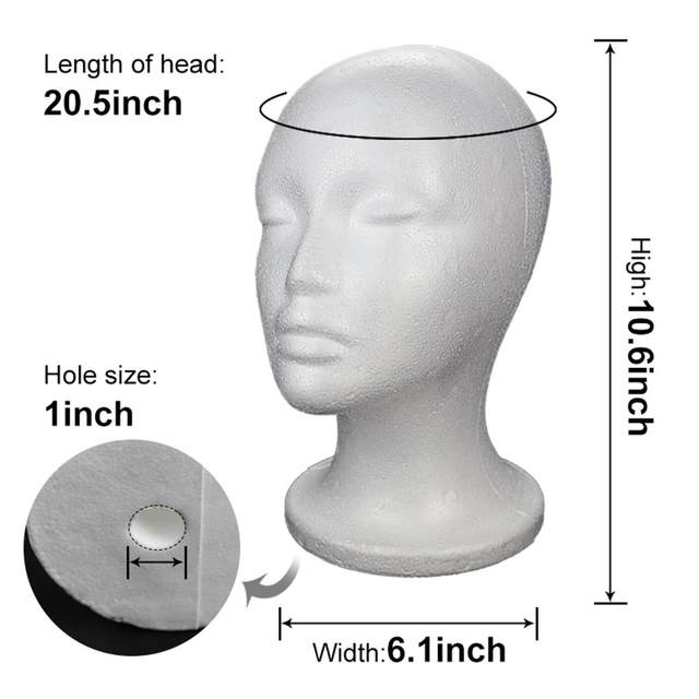 Styrofoam Mannequin Foam Head Model Glasses Hat - Female Foam