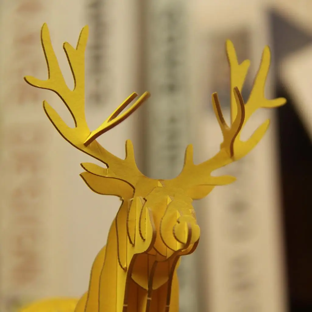 Handmade Card Elk Models 3D Cardboard Reindeer Puzzles Assembly Craft s for Kids, Teens and Adults Gifts