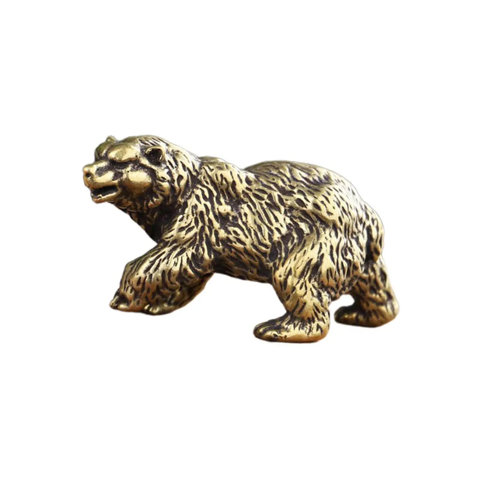 Bear Ornament Handmade Small Gifts Art Crafts Retro Powerful Animal Statue for Cafe Tabletop Living Room Bookcase Shelf Outdoor