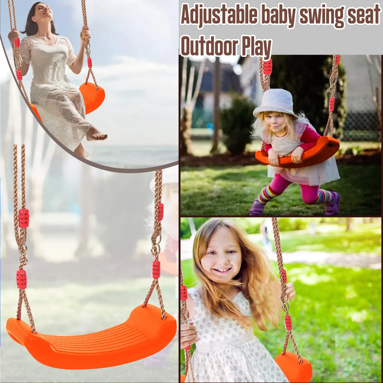Children Toys Indoor Outdoor Garden Swing Seat U Type Adjustable Sports 37x17cm 