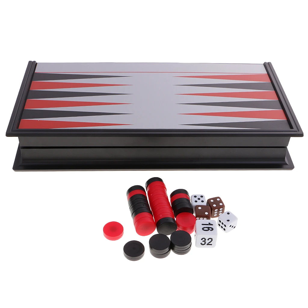 MagiDeal International 1Pc Folding Backgammon Chess Board Game Kids Puzzle Game Toy Portable Funny Recreation Tool Red