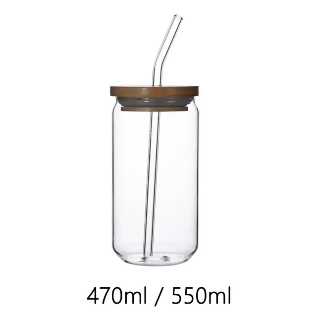 Beer Can Shape Glass 400ml 550ml 650ml Heat Resistant Clear Coffee Glasses  Tumbler Mug Cup With Bamboo Lid And Glass Straw 1 Pc - AliExpress