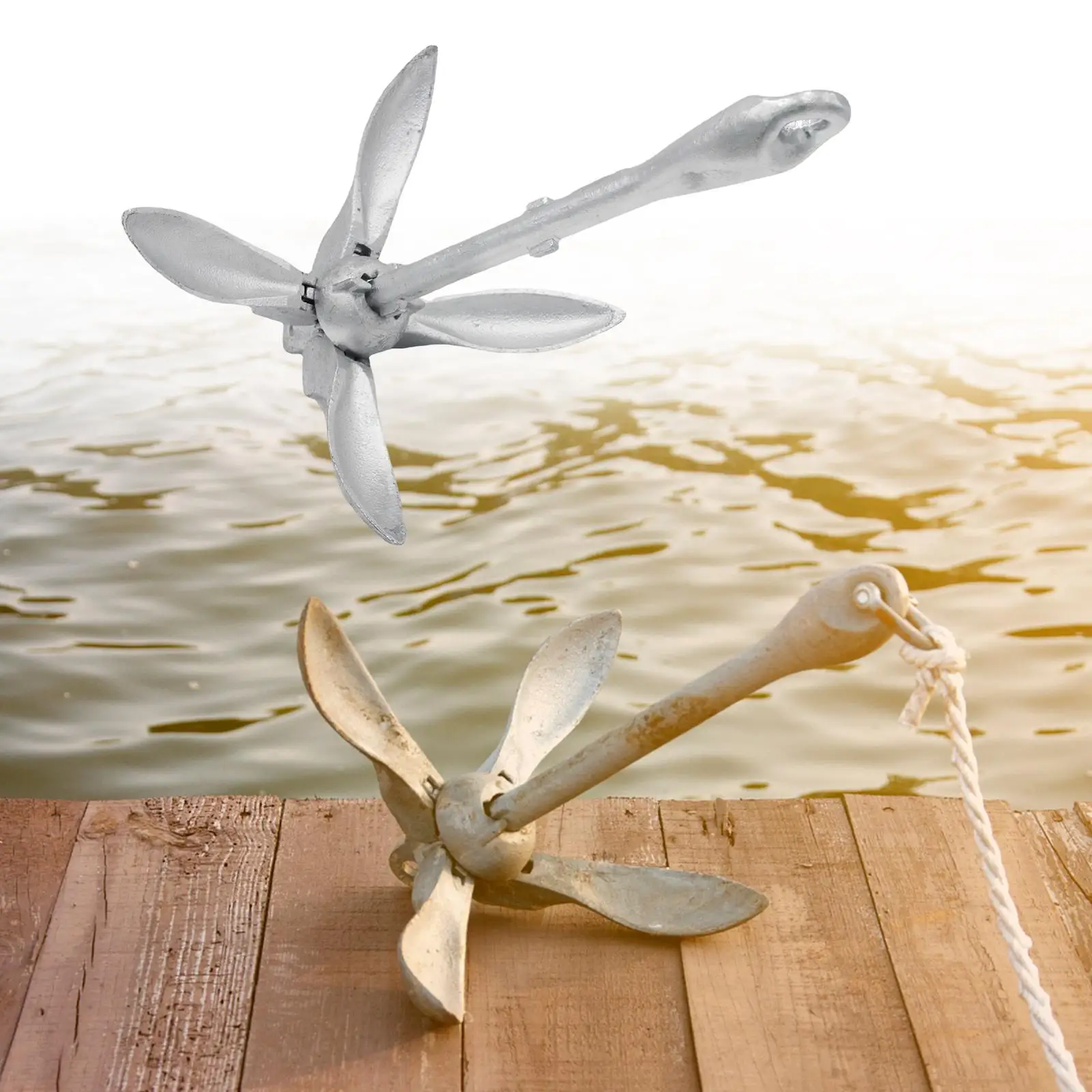 Folding Marine Boat Anchor Canoes Paddle Boards Dinghies Boat Anchor Grapnel Fishing Accessories Anchor for Kayaks Boat
