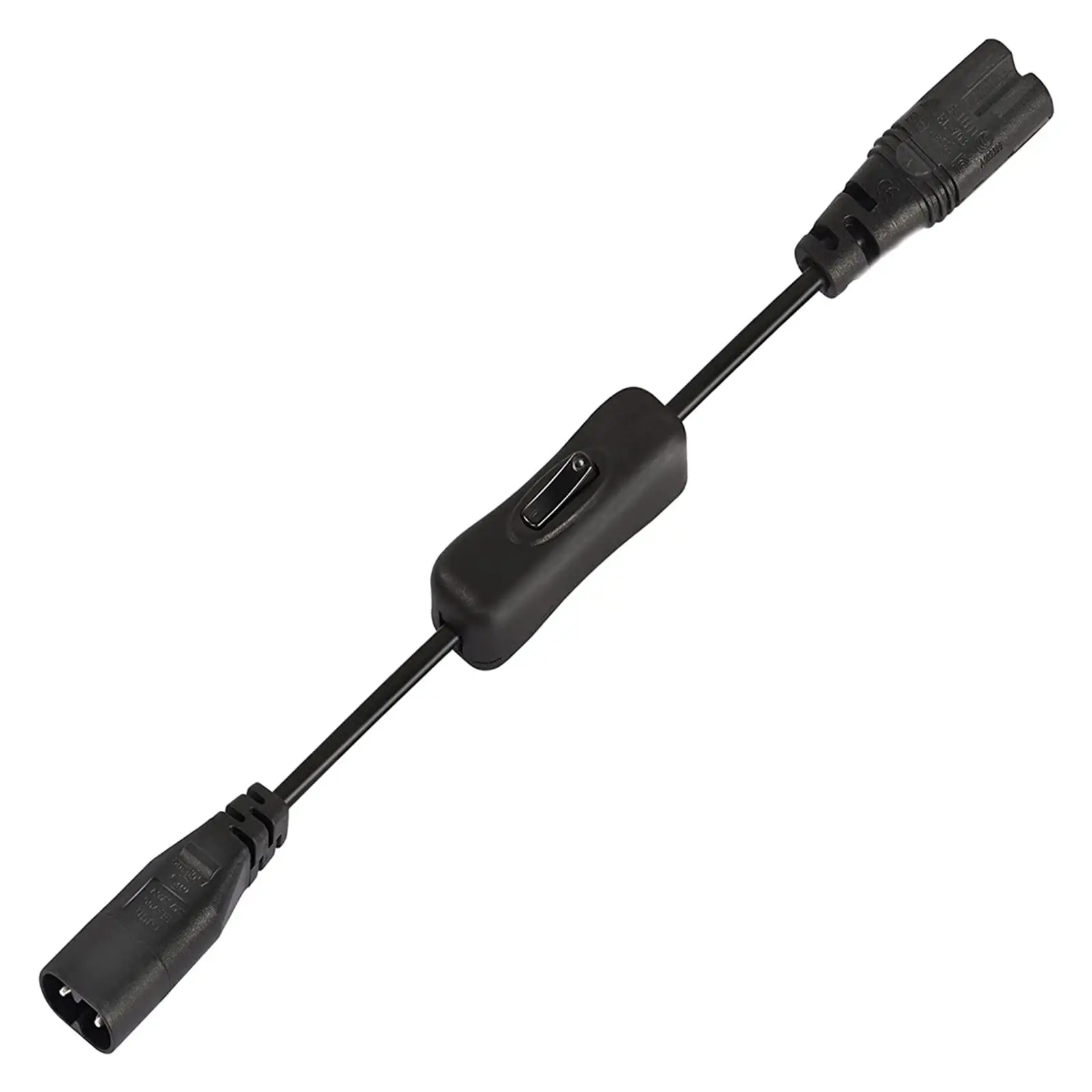 IEC 320 C8 to C7 Power Cable 0.3M with Switch Replacement Power Cord Power Supply Adapter Wire for TV Computer Monitor
