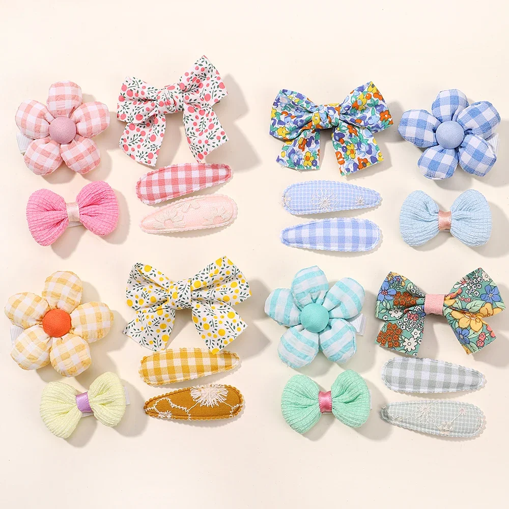 5/7 stücke Mini Baby Mädchen Haars pange niedlichen Blumen bogen Hase Prinzessin Haarnadel für Kleinkind Mädchen schöne Knall Seite Clip Haar Zubehör – Detail 4