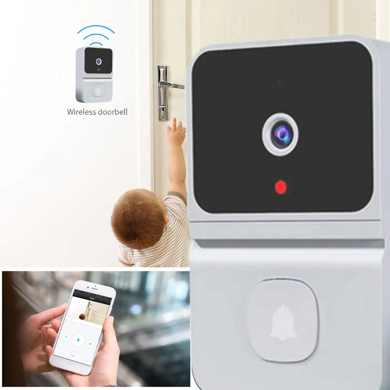 Intelligent Video Doorbell Door Camera Camera Bell with Dong Machine Camera for Apartments, Hotels, , Backyard