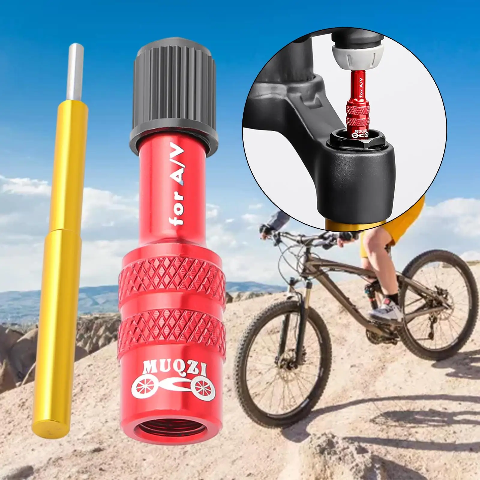 Bike Front Fork , Non- ,Aluminum Alloy Extension Converter , Air Fork Inflatable Valve Adaptor for Cycling Accessories