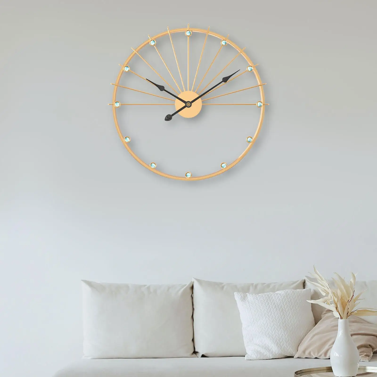 Metal Wall Clock Fashion Ornament Wall Hanging Clock Non Ticking Silent Clock for Kitchen Indoor Bedroom Dining Room Decoration