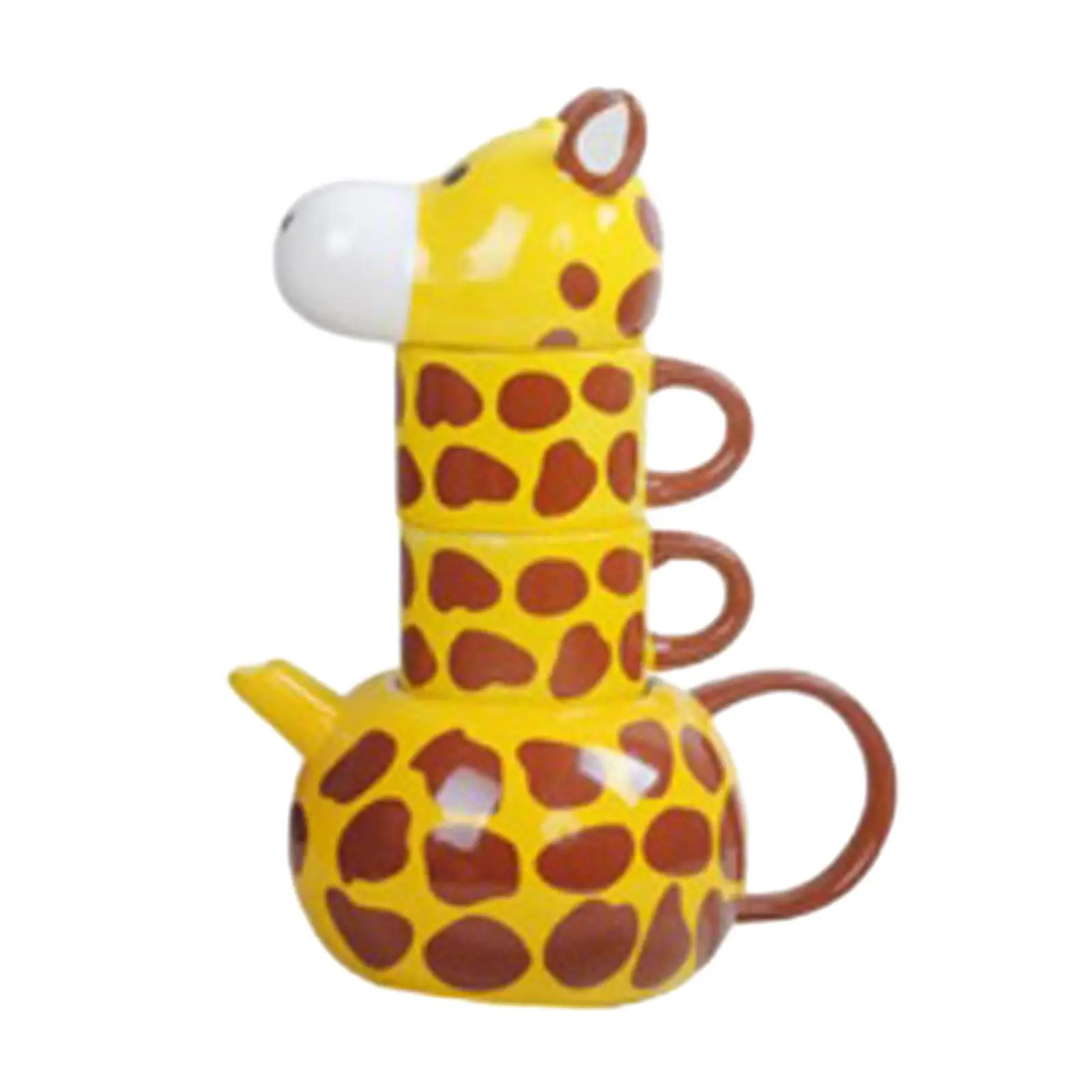 Giraffe Teapot Set with 2 Cups Porcelain for Boys Girls Milk Mug Cup Gifts Tea Mugs Tea Set Coffee Mug for Table Office Travel