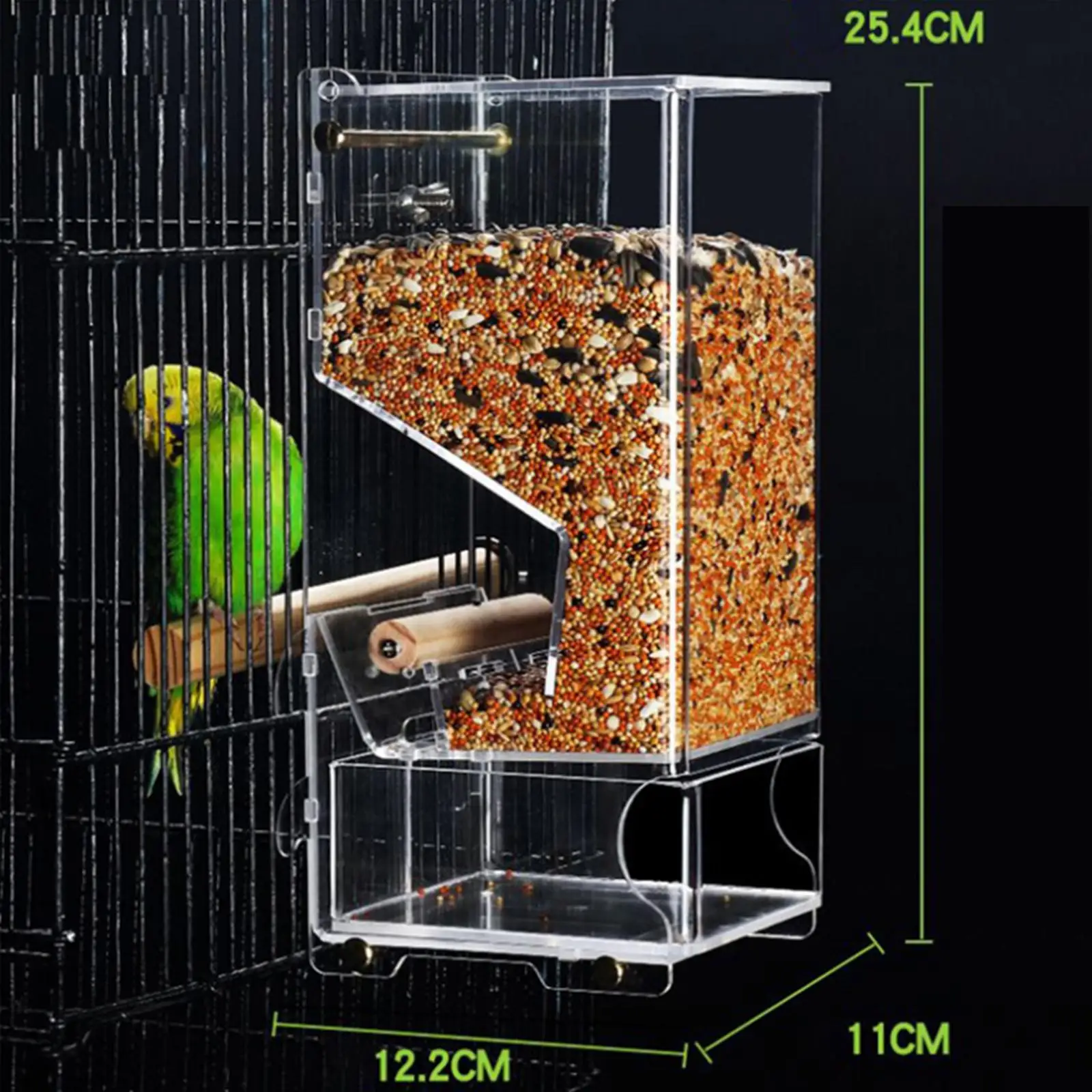 Acrylic Bird Cage Feeder Cage Accessories Parrot Feeder Transparent for Lovebirds Canary Small to Medium Birds Cockatiel Budgie