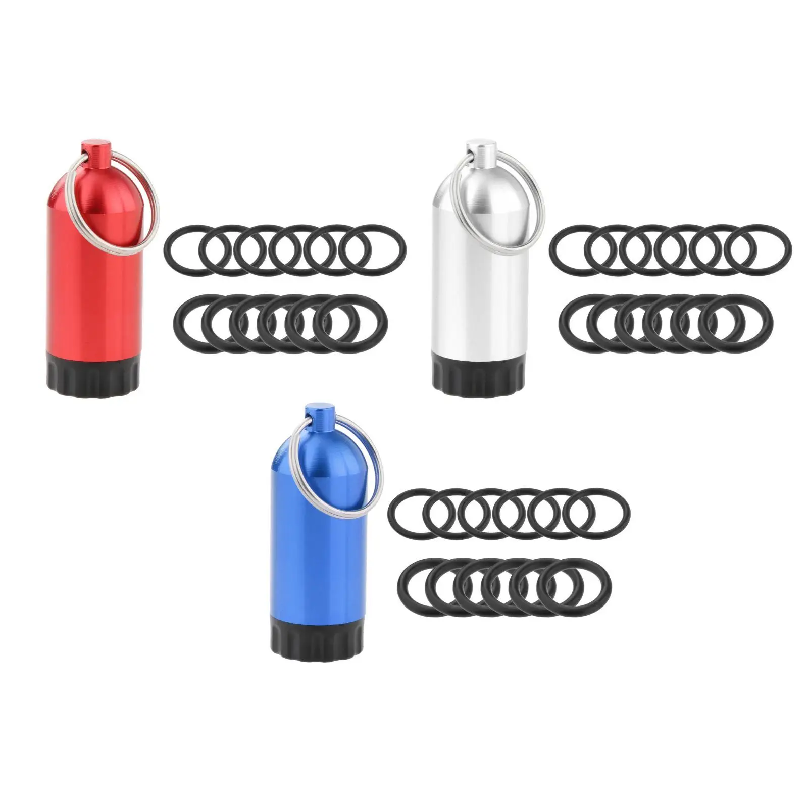 Mini Scuba Diving Tank, Cylinder Storage Bottle with 12 O-Rings Key Chain Dive Aluminum Alloy Repair
