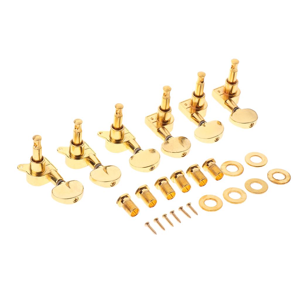 Gold Acoustic Guitar Mechanics 3R3L Tuner Tuning Peg Half Round Button