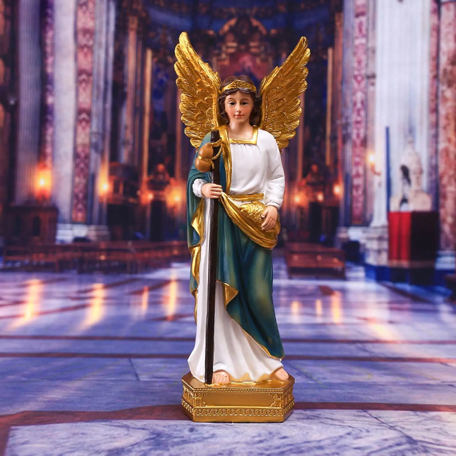 Resin Angel Figurine Religious Mary Statue for Desktop Shelf Living Room Xmas Decor
