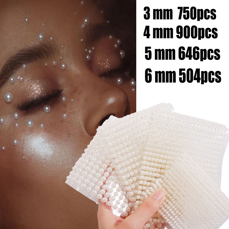 Best of 750 / 900pcs 3mm / 4mm / 5mm / 6mm 3D Pearl Face Jewelry Self Adhesive Eyeshadow Sticker Face Body Eyebrows Diamond Nail Sticker Decorat Reviews & Tips