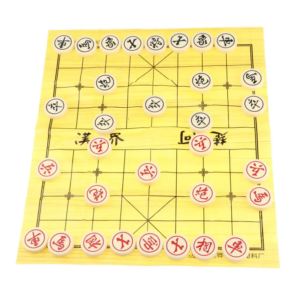 Wooden Chinese Chess Set with Board and Playing Pieces Diameter 40mm