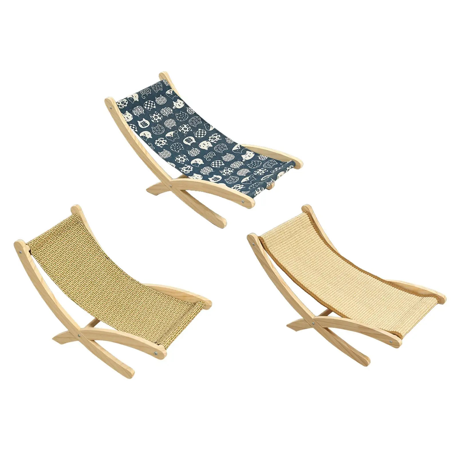 Cat Lounge Chair Wood Swing Chair Cats Elevated Bed Portable Rocking Chair Cat Hammock Couch for Small Animal Small Dogs Rabbit