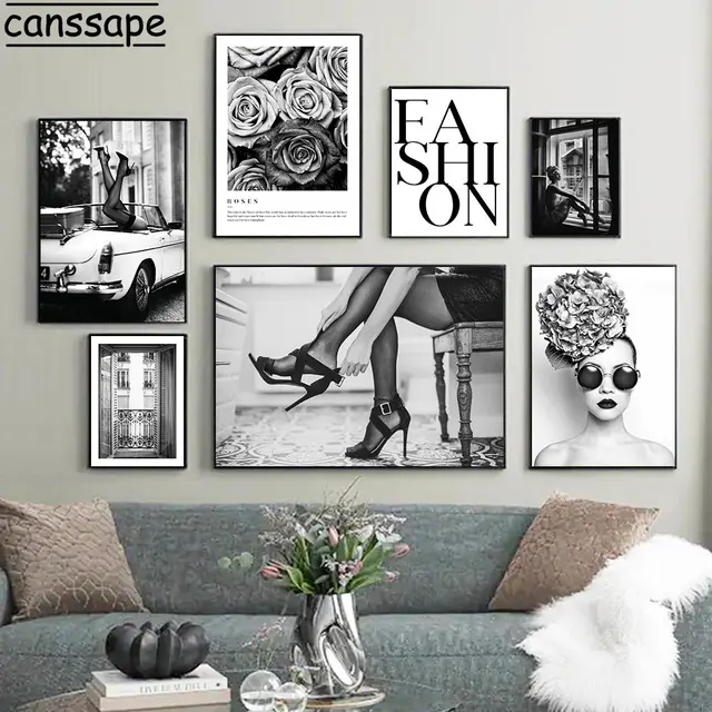 Black and White Sexy Woman Poster Abstract Wall Art Canvas Painting Nordic  Print