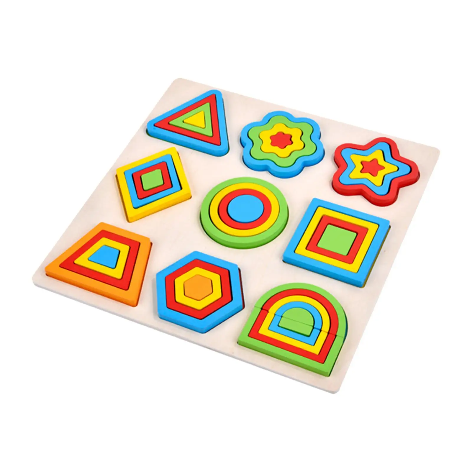 Wooden Puzzle Learning Geometry Teaching Aids Fine Motor Skills Manipulative Puzzle for Girls Boys Toddlers Children Kids