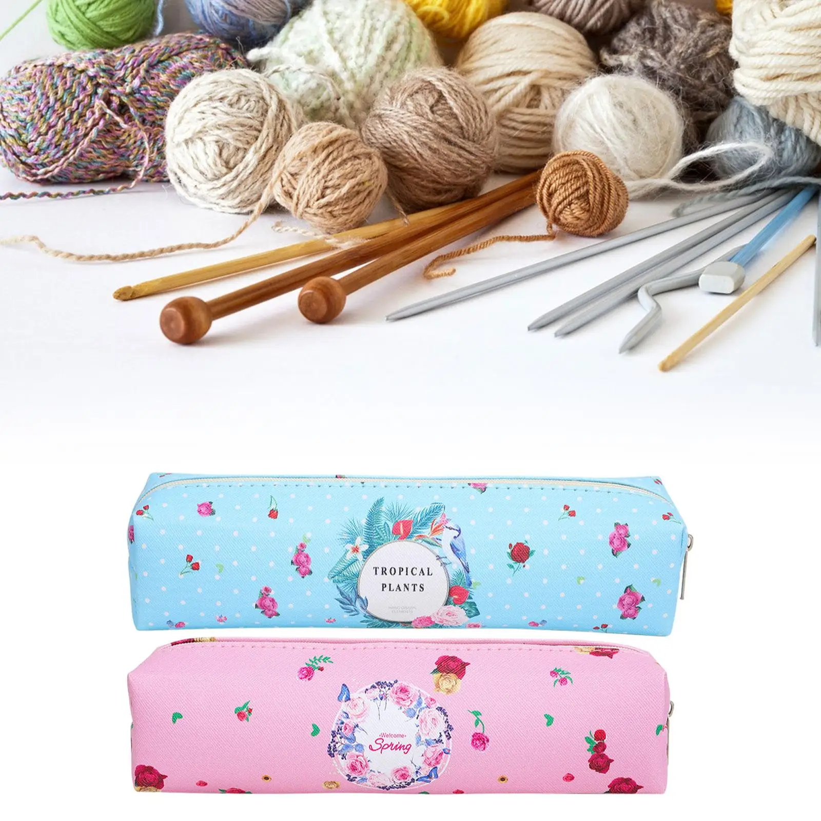 Crochet Hook Case Zippers Bag Empty Zippered Crocheting Multifunction Practical Pouch Traveling Portable Storage Knitting Tote