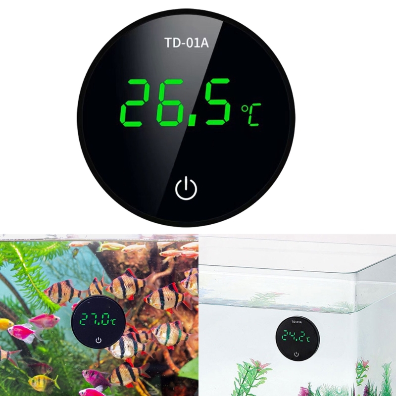 Aquarium LED Thermometer Cordless Rechargeable Aquarium Digital Thermometer Wires Water Temperature Gauges