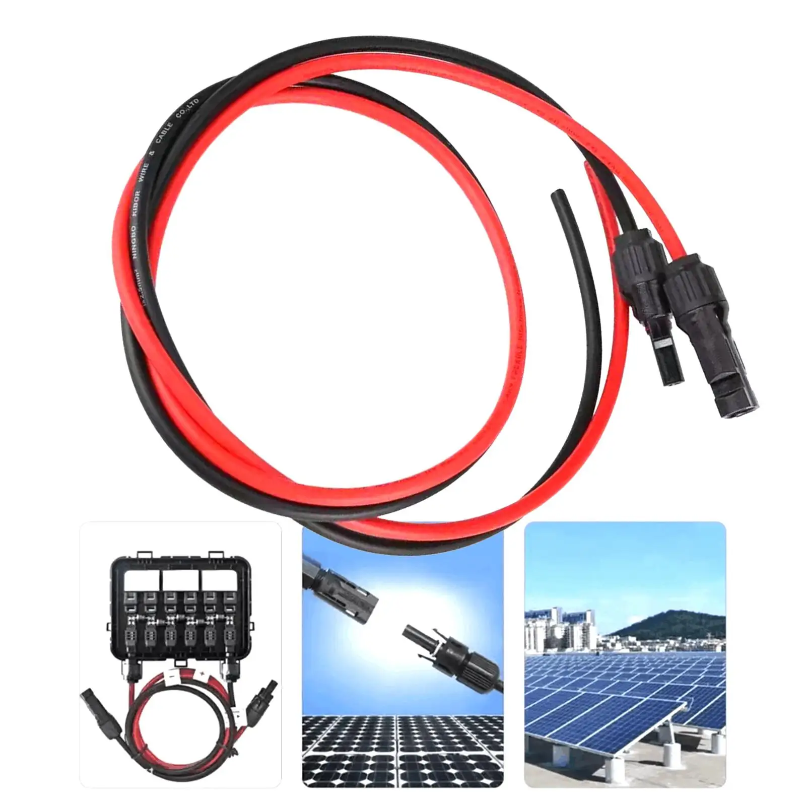 Solar Wire Extension Black Red Cords Female and Male Connector Connector Cable for Garden Yard Traveling Backpacking Camping