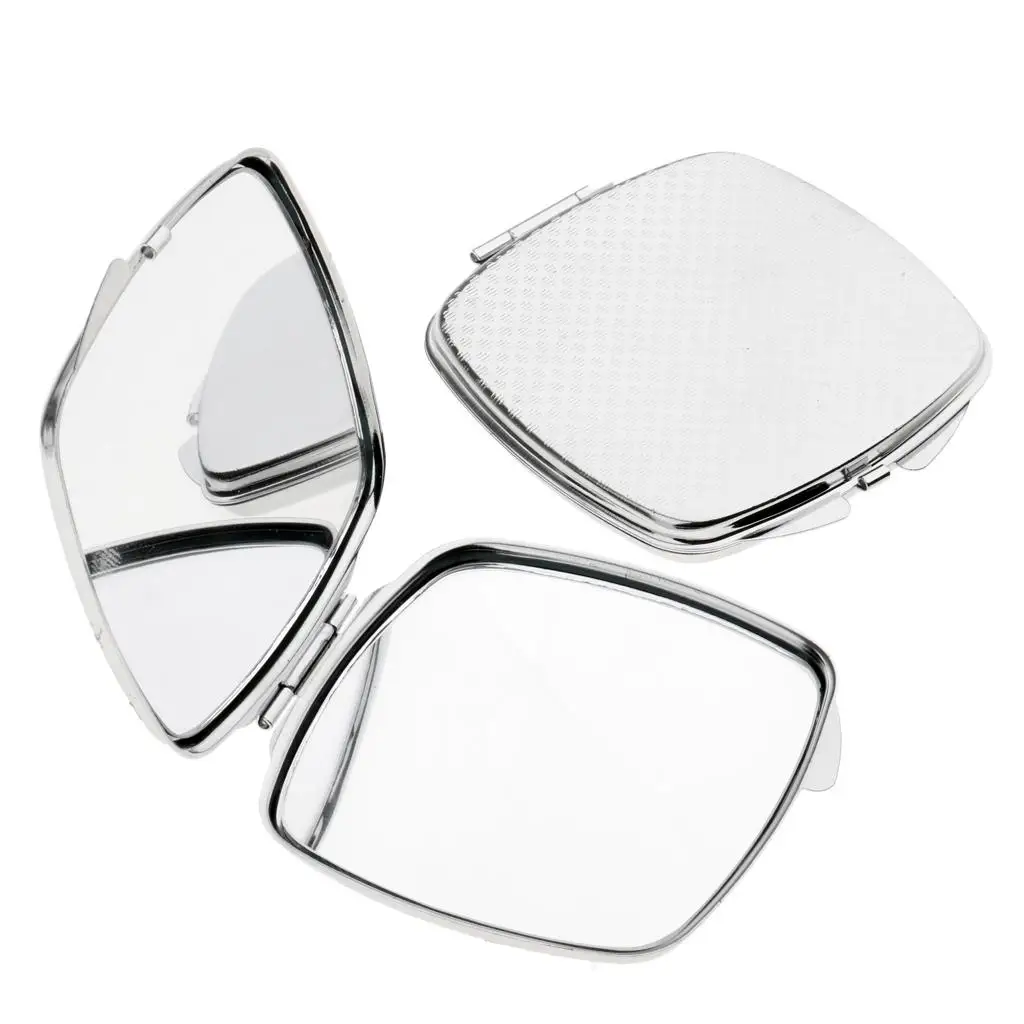 2 Pieces Travel Bag Folding Bag Two-sided Make-up Compact Mirror