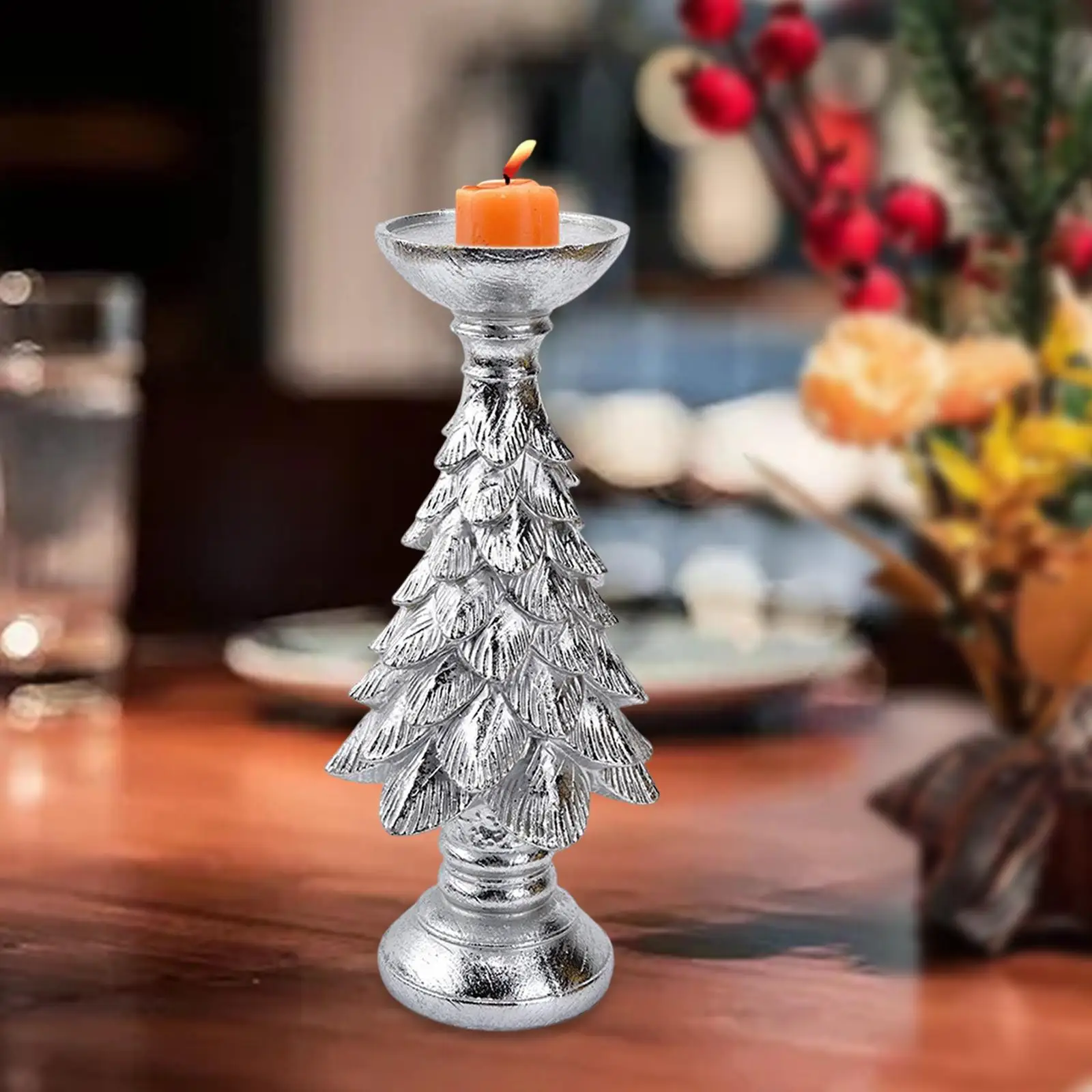 Christmas Tree Candle Holder Tealight Holder Resin for Desktop Holiday Decor