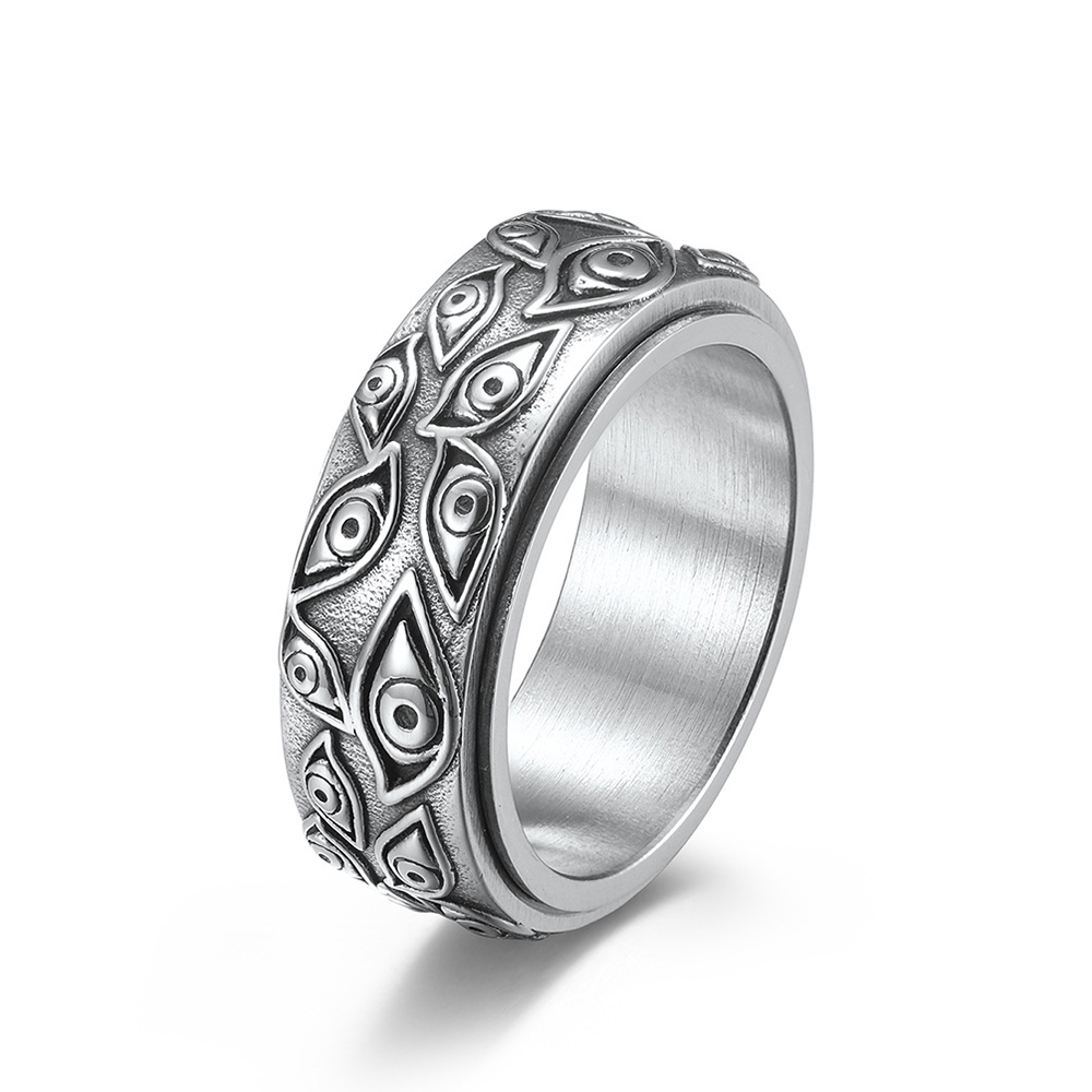 Vintage Punk Geschnitzte Teufel Augen Zappeln Ring Für Männer Frauen 316L Edelstahl Drehbare Ringe Mode Schmuck Geschenk Dropshipping – Detail 12