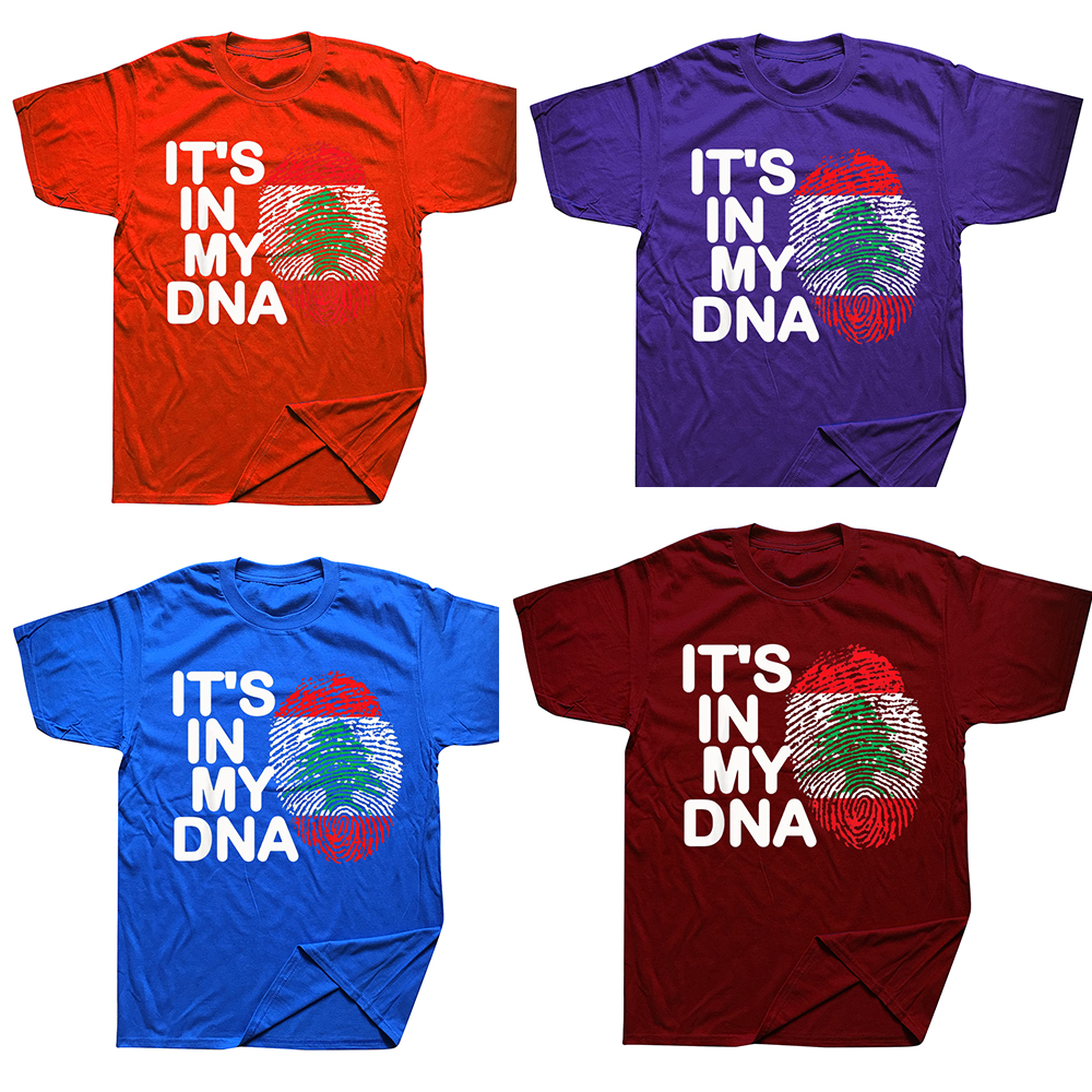 Lustiges „It's In My DNA“ Libanon-Flagge Libanesische T-Shirts Grafik Baumwolle Streetwear Kurzarm Geburtstagsgeschenke Sommerstil T-Shirt – Detail 3