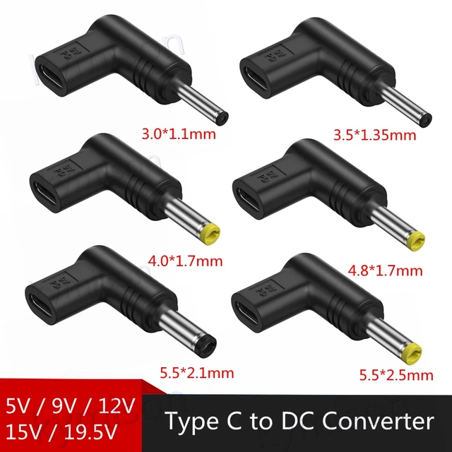 USB C PD to DC Power Connector Universal 5V 9V 12V 15V 19V TypeC