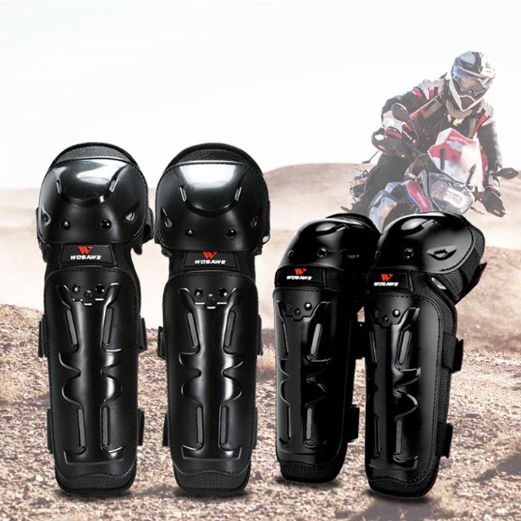 Motorcycle Set of 2 Elbow Guards + 2 Knee Pads Shin  Set for Motocross