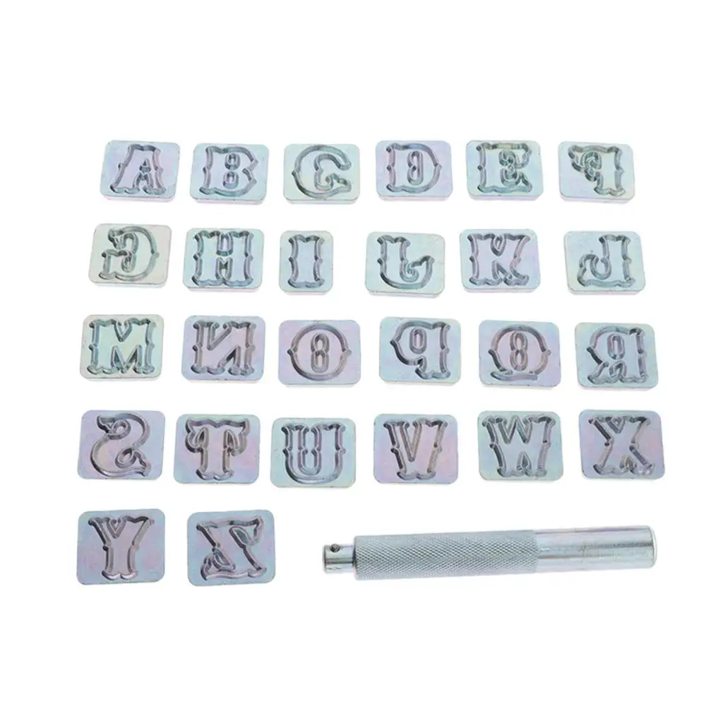 Alphabet Letter W / Metal Handle Stamp Punch Set Leather Craft