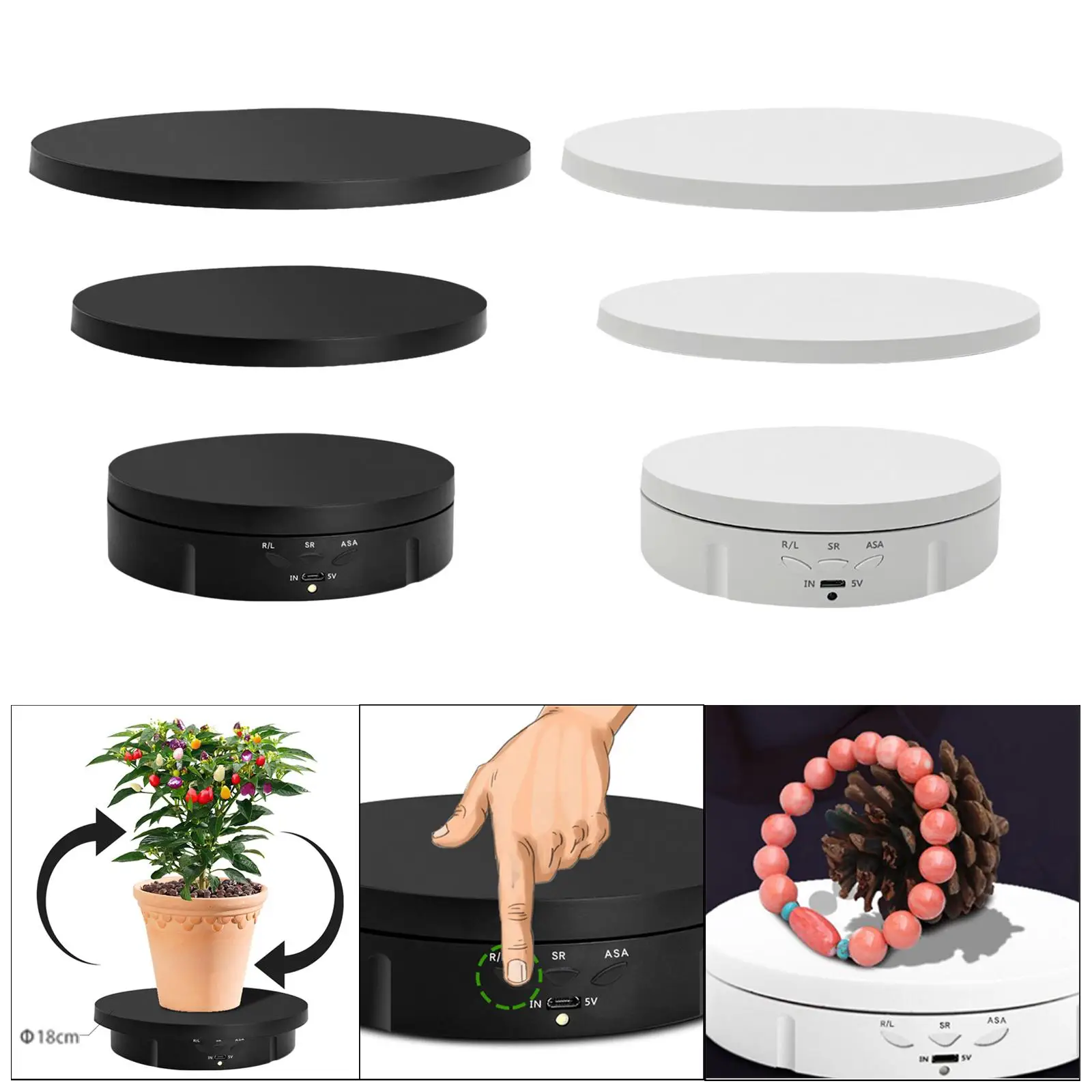 Motorized Rotating Display Stand Multifunctional Rotating Plate 3 Sizes Replacements for Jewelry Cake Photography Products Shows