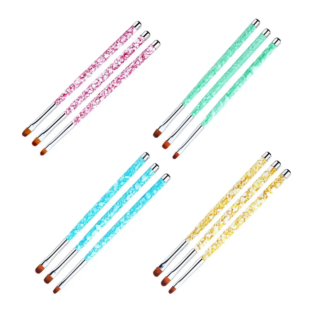 Pack of 3, Nail Brush Set for Acrylic Nail Extensions and Builder, Manicure Pedicure Nail Art Painting Pen