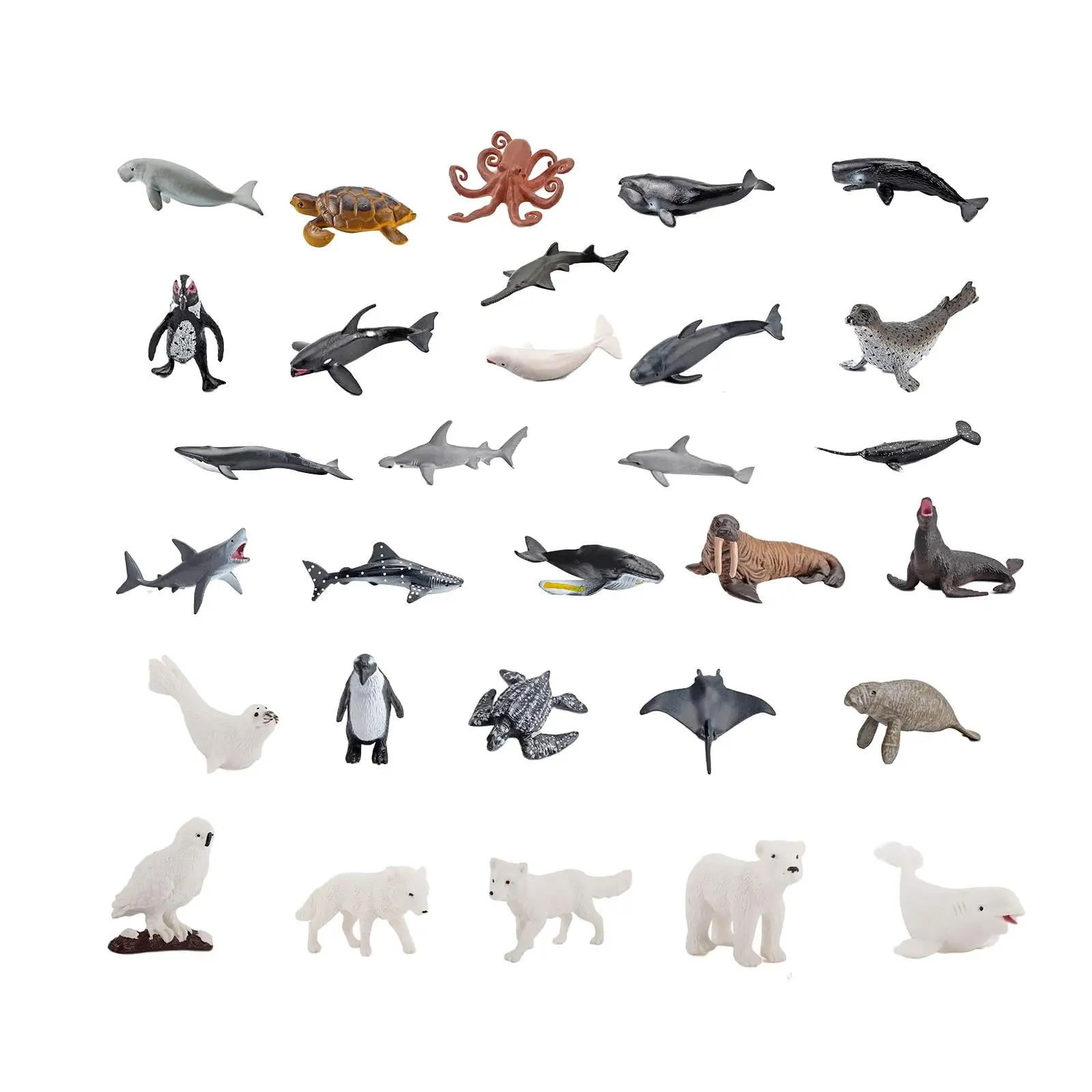 30Pcs Sea Animals Kids Educational Toys Kids Educational Toy Lifelike Miniature Statues Sea Animals Figure for Shelf Decor